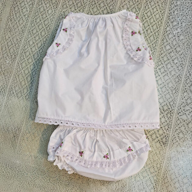 100% cotton white dress with panties with hand work