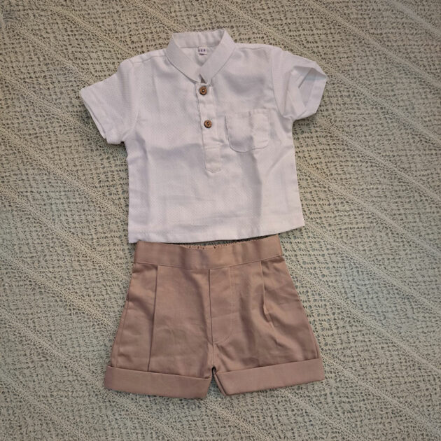 Boy set beige & white